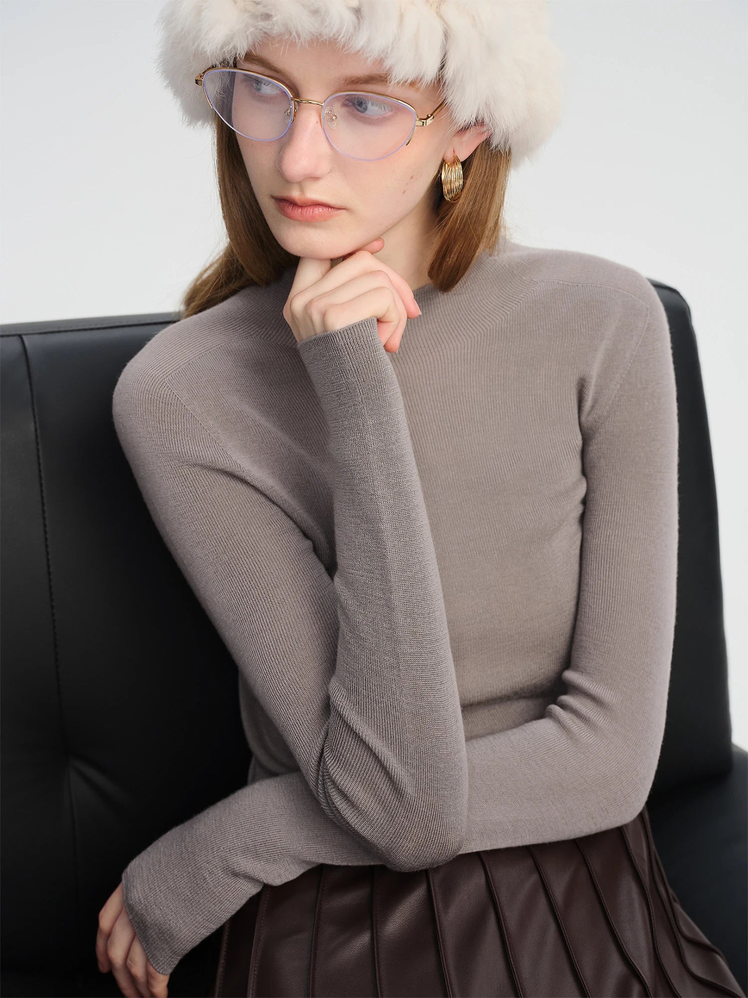 O-Neck Slim Fit 100% Sheep Wool Pullover Sweater Set