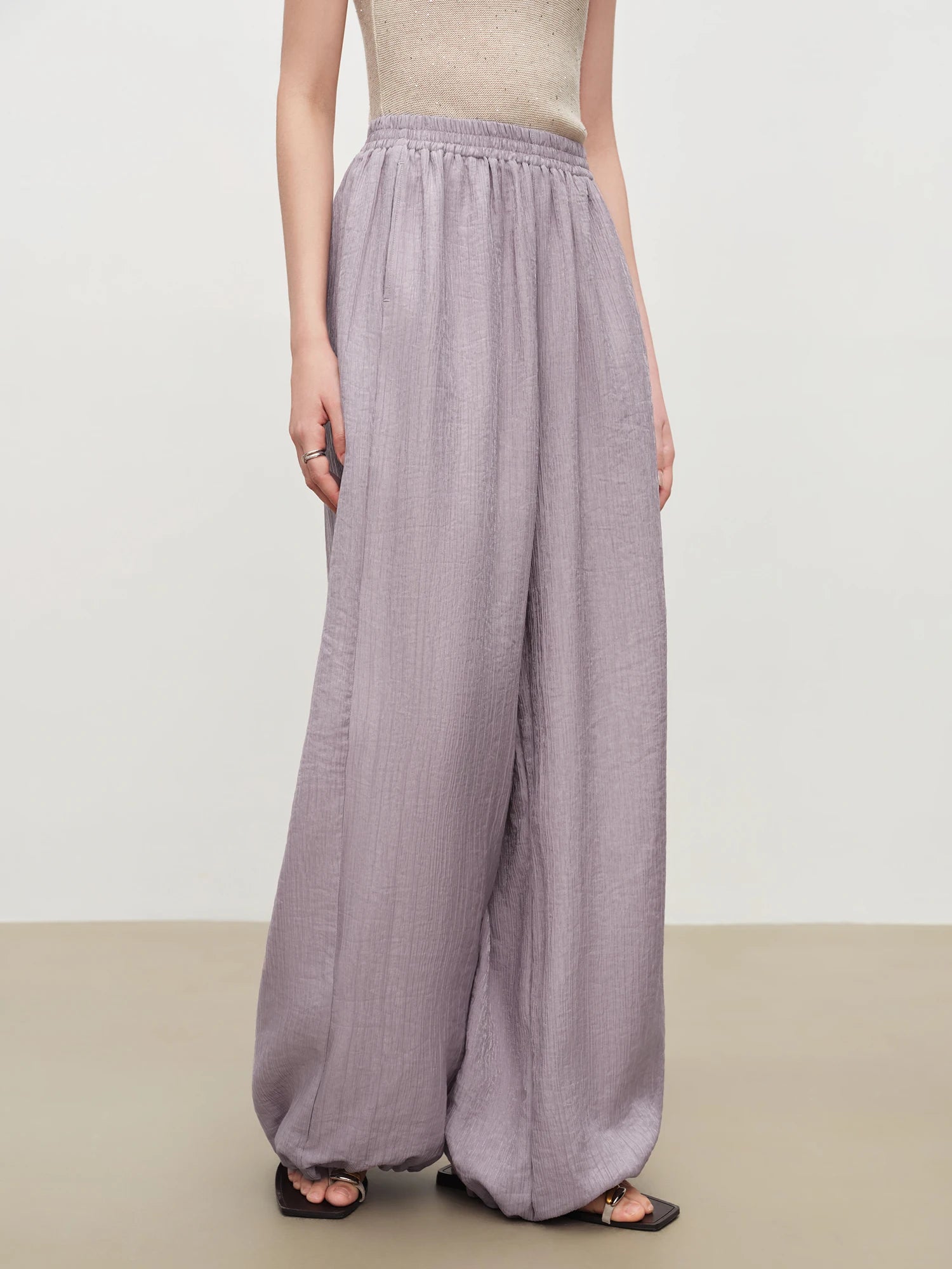 High-Waist Straight Leg Casual Pants with Pockets