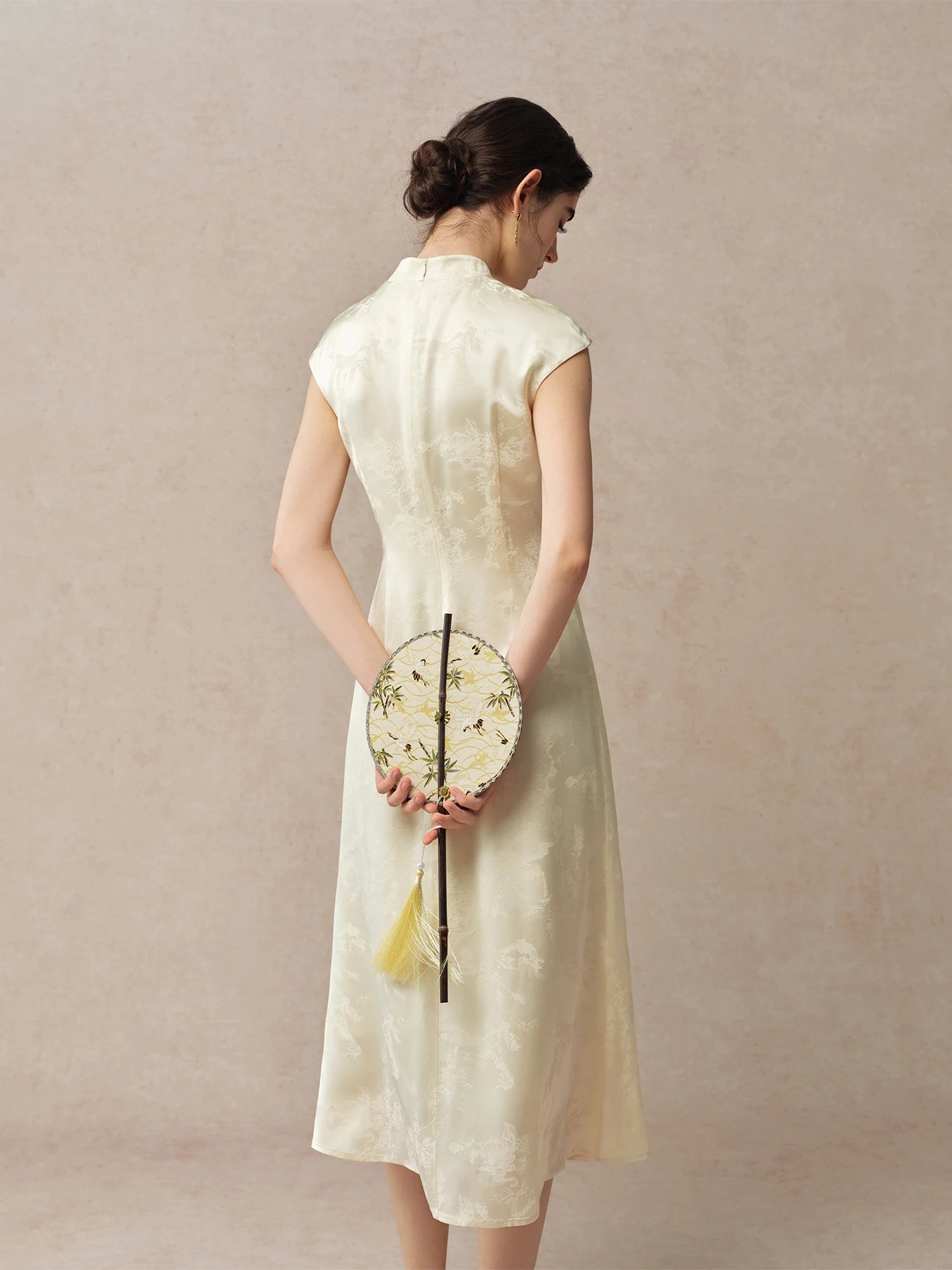 Stand Collar A-Line Mid-Calf Fashionable Summer Dress
