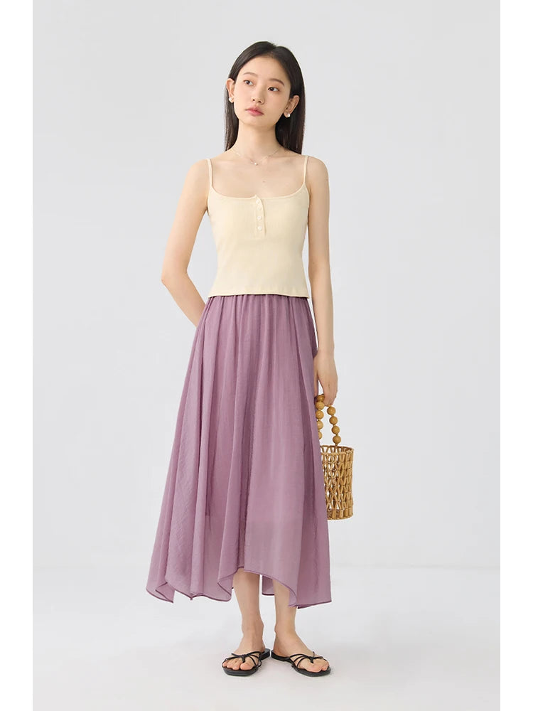 Soft Stretch Knit Button Detail Camis Top