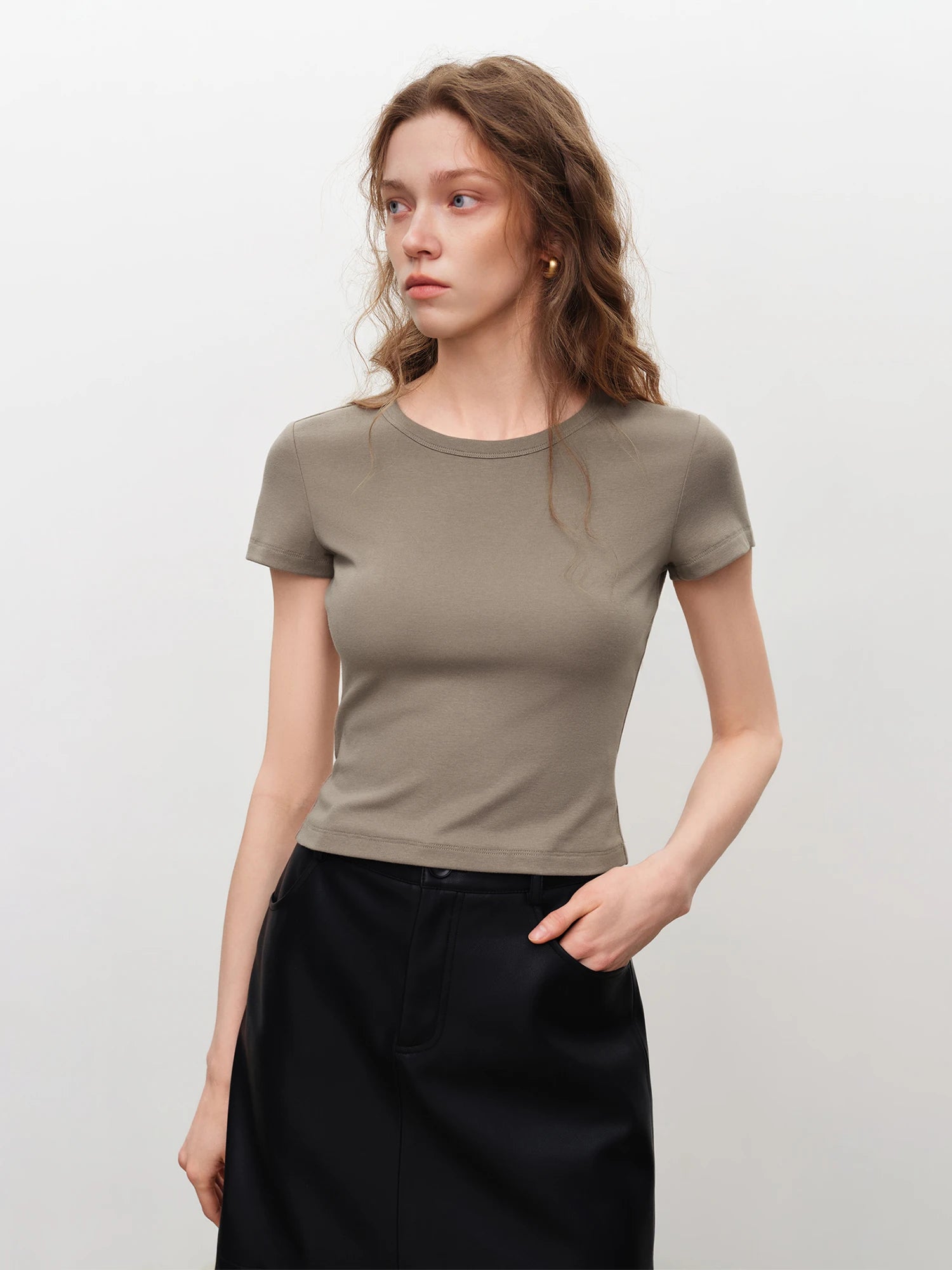 Classic Solid Color Short Sleeve Knit Top