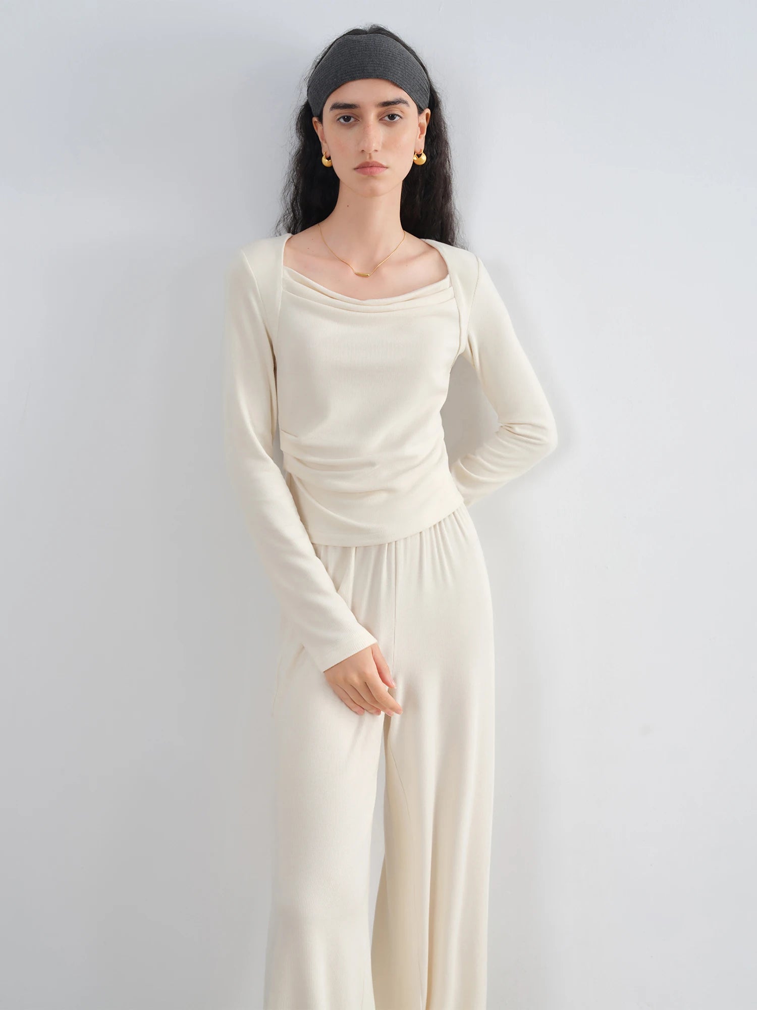 Elegant V-Neck Two-Piece Office Set