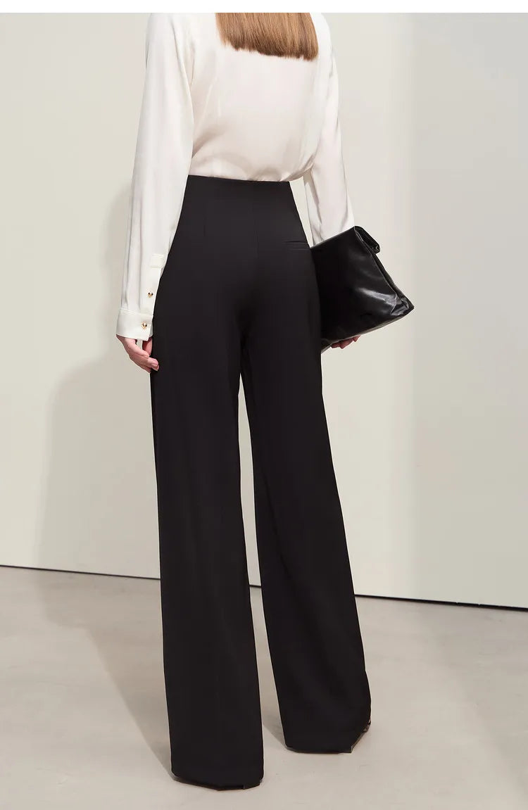 Loose Fit Wide Leg Twill Pants with Utility Details