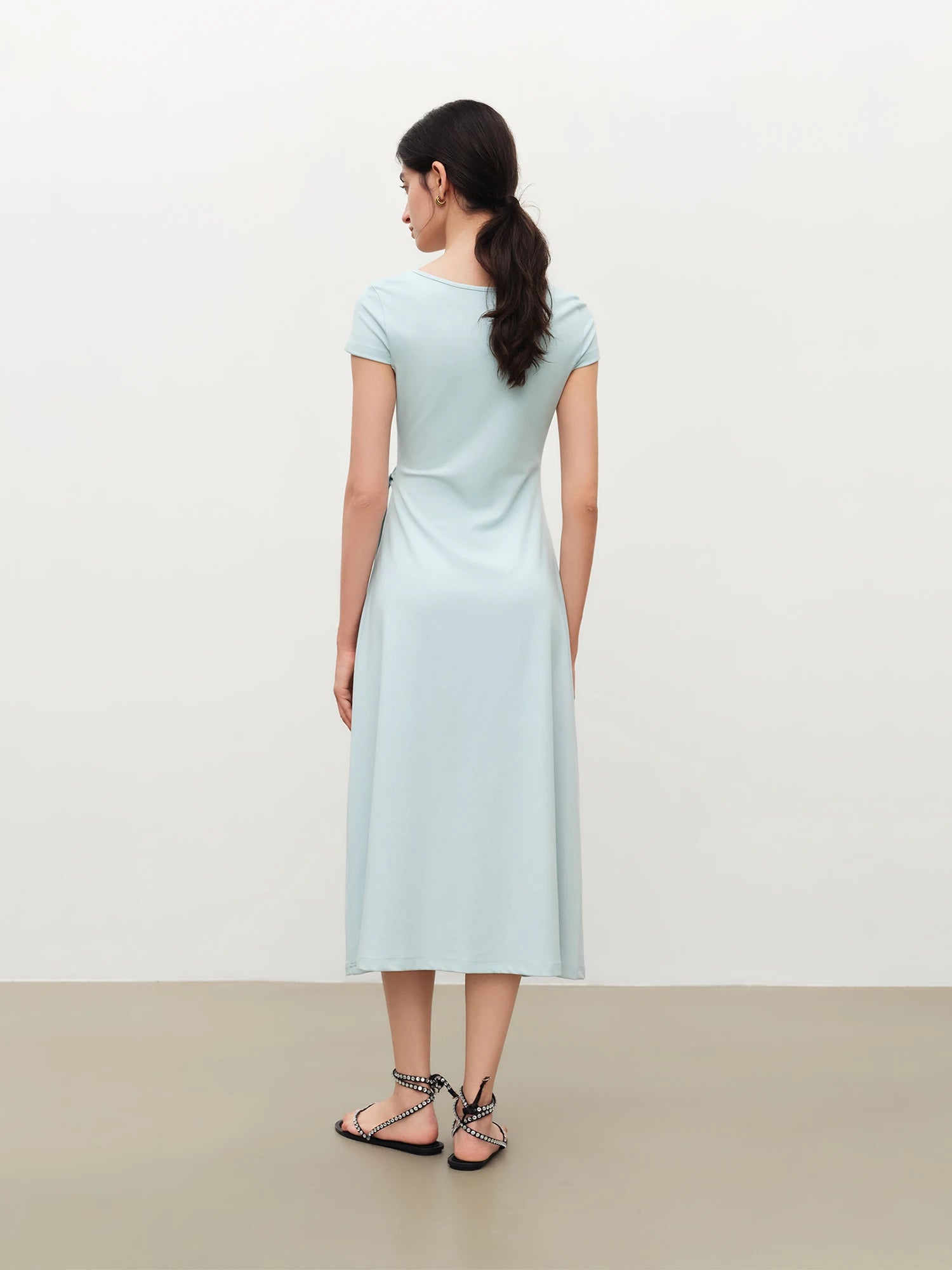 Polka Dot Straight Midi Dress