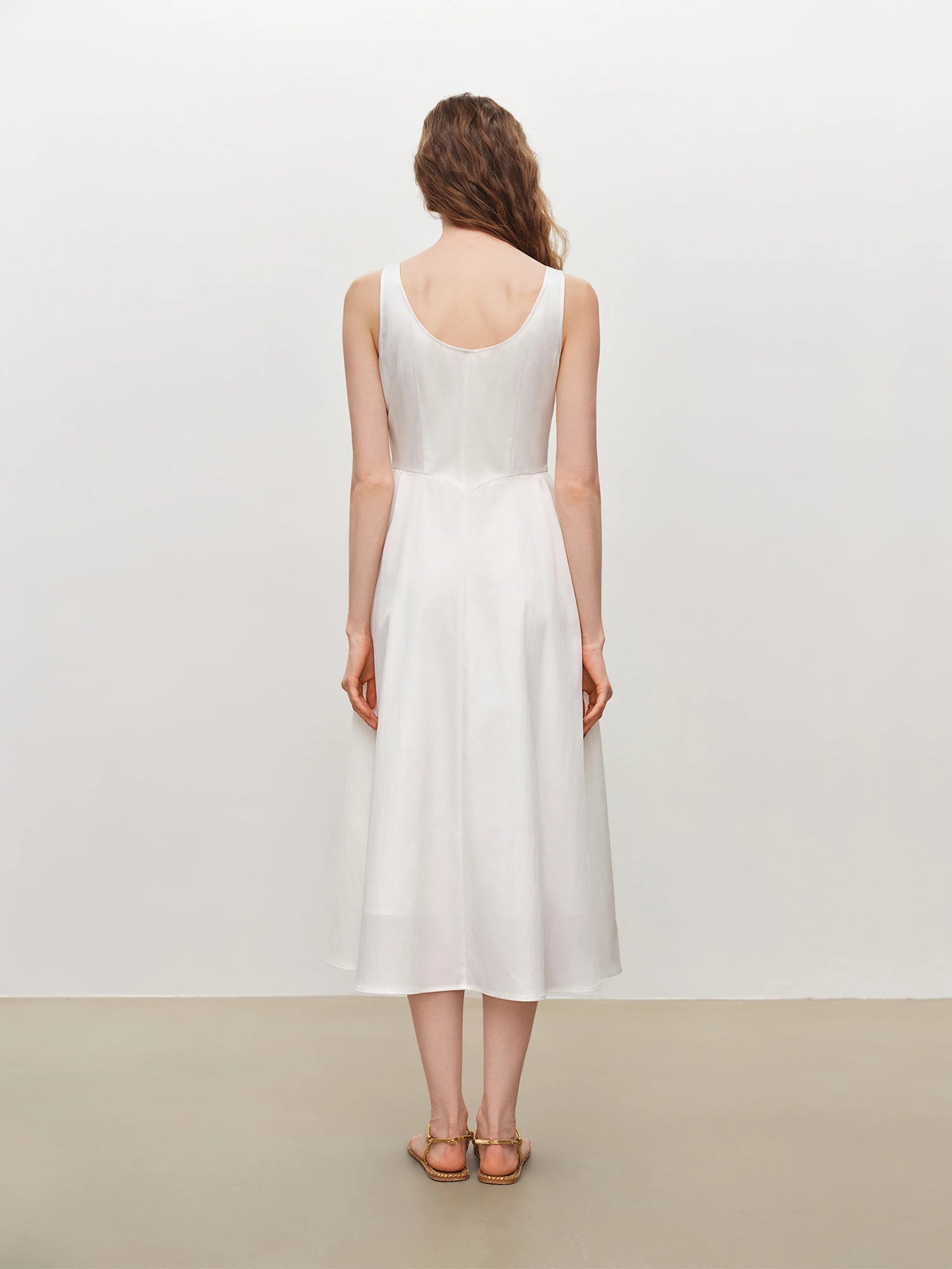 Classic A-Line Ankle-Length Sleeveless Dress