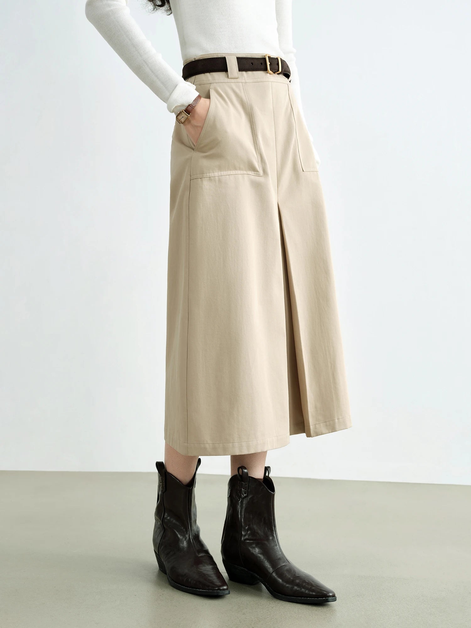 Empire Waist A-Line Mid-Calf 100% Cotton Casual Dress