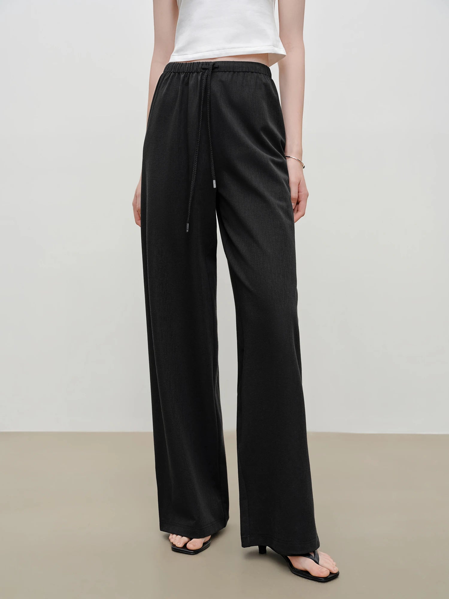 High-Waist Straight Leg Casual Pants