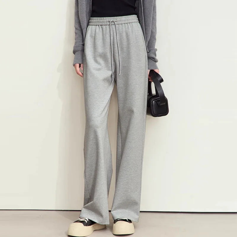 Wide Leg Pleated Drawstring Casual Pants