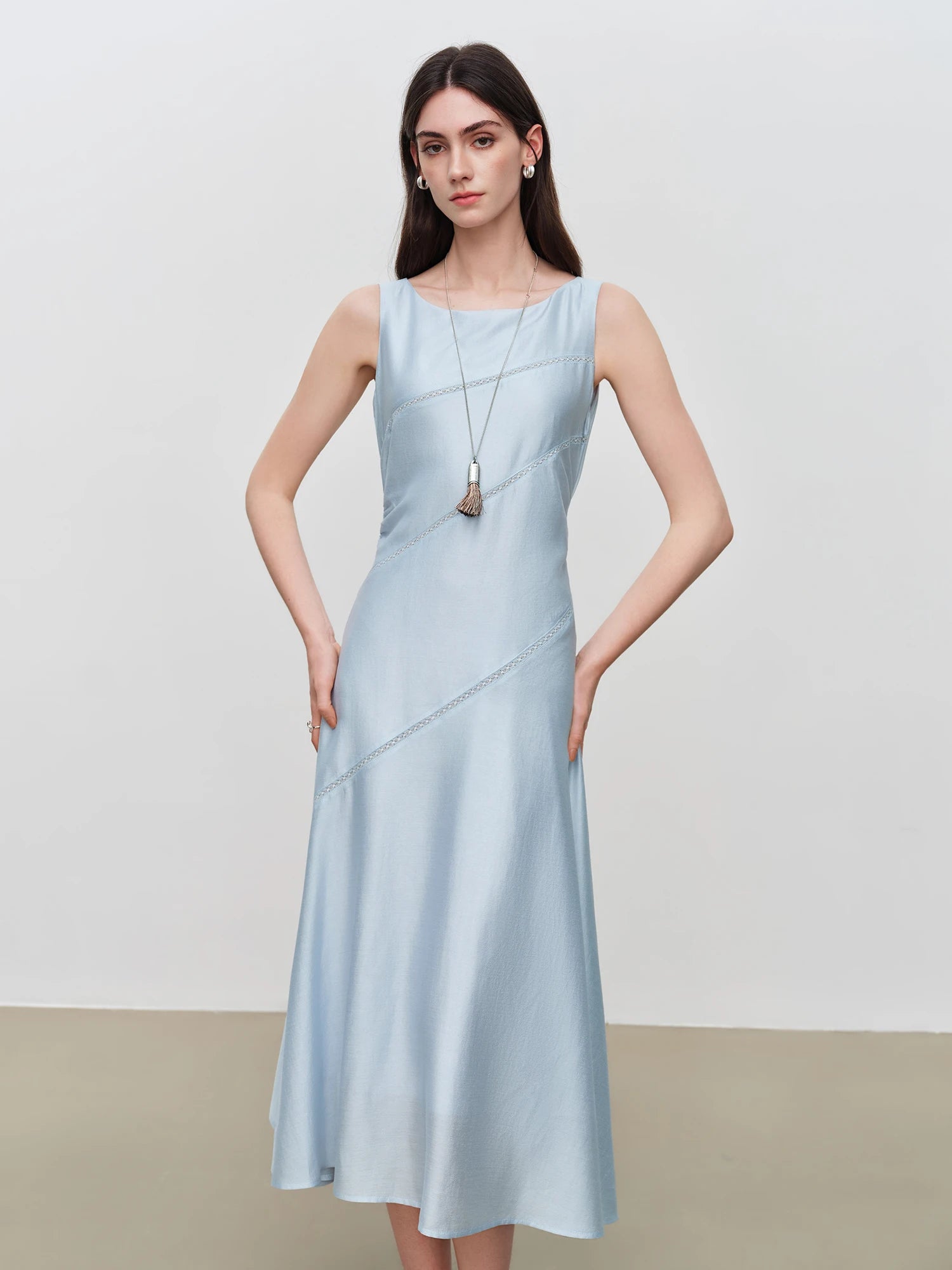 O-Neck Sleeveless A-Line Mid-Calf Classic Pullover Dress