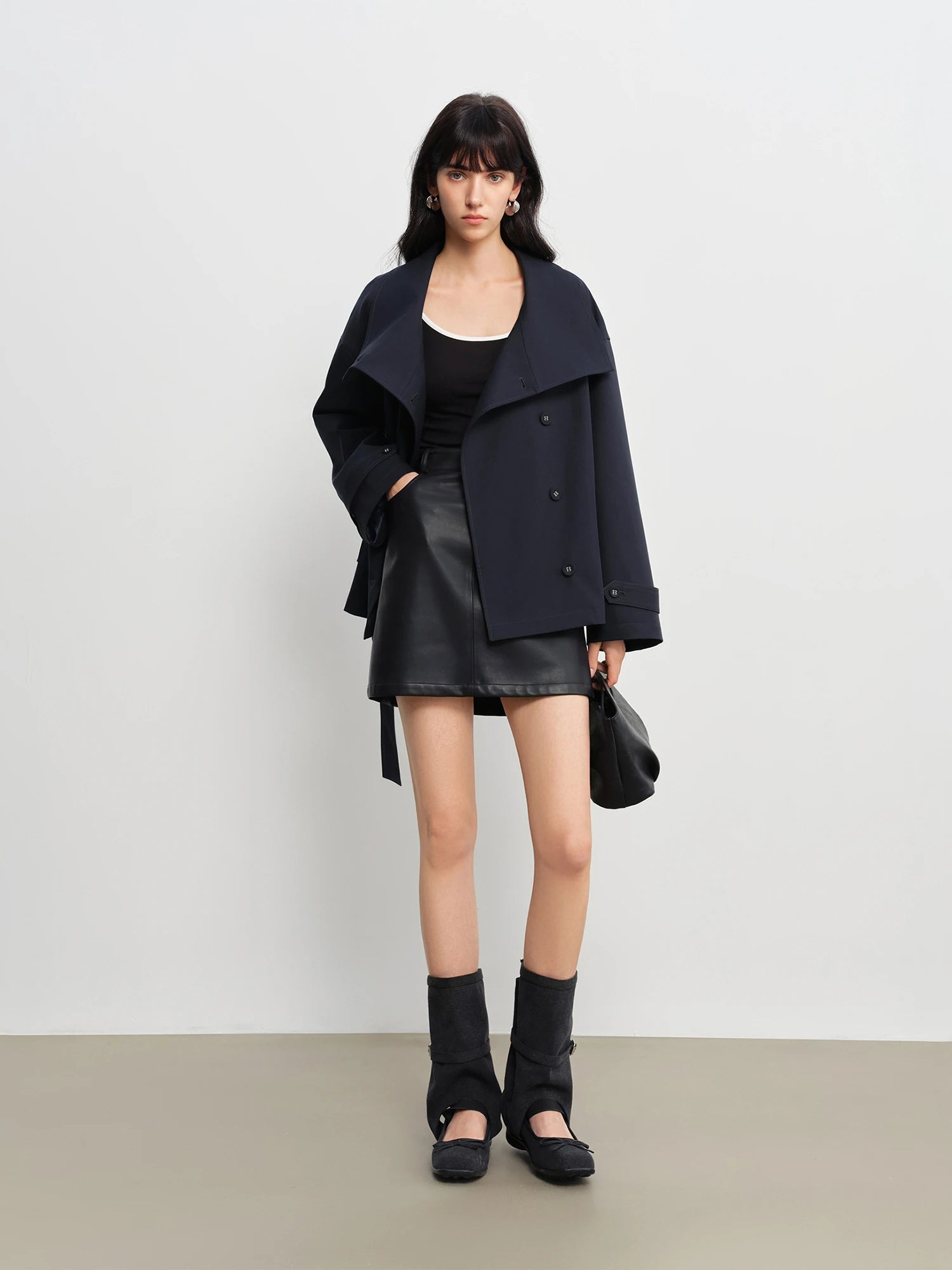 Short Vintage-Inspired Stand Collar Lightweight Trench Jacket