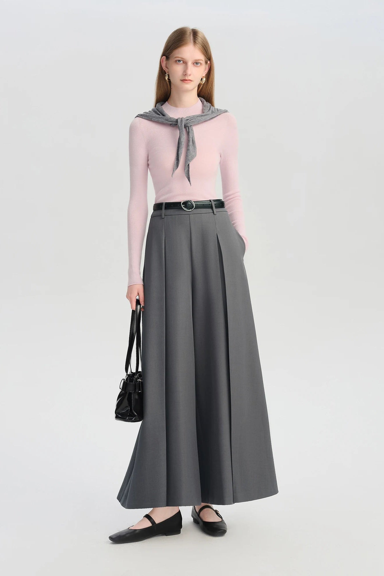 Elegant High-Waist Wide-Leg Skirt Pants