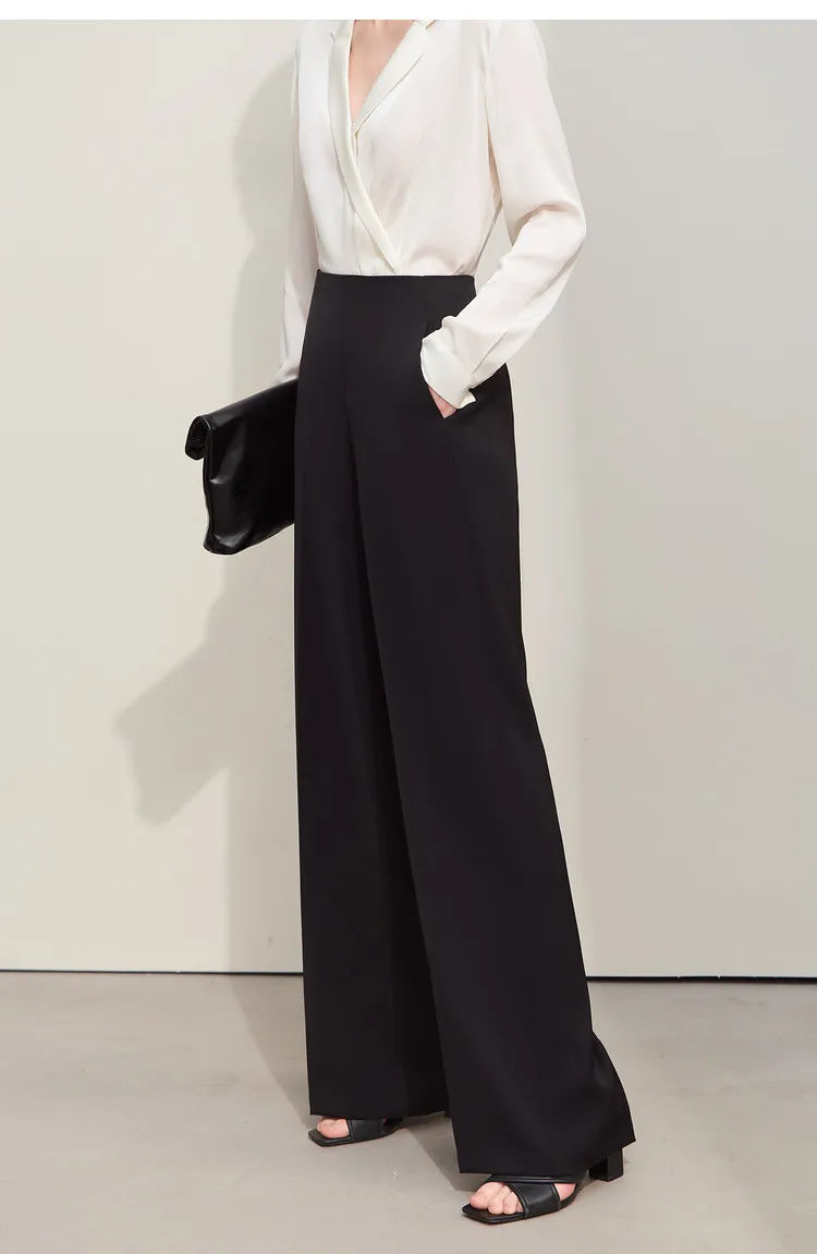 Loose Fit Wide Leg Twill Pants with Utility Details