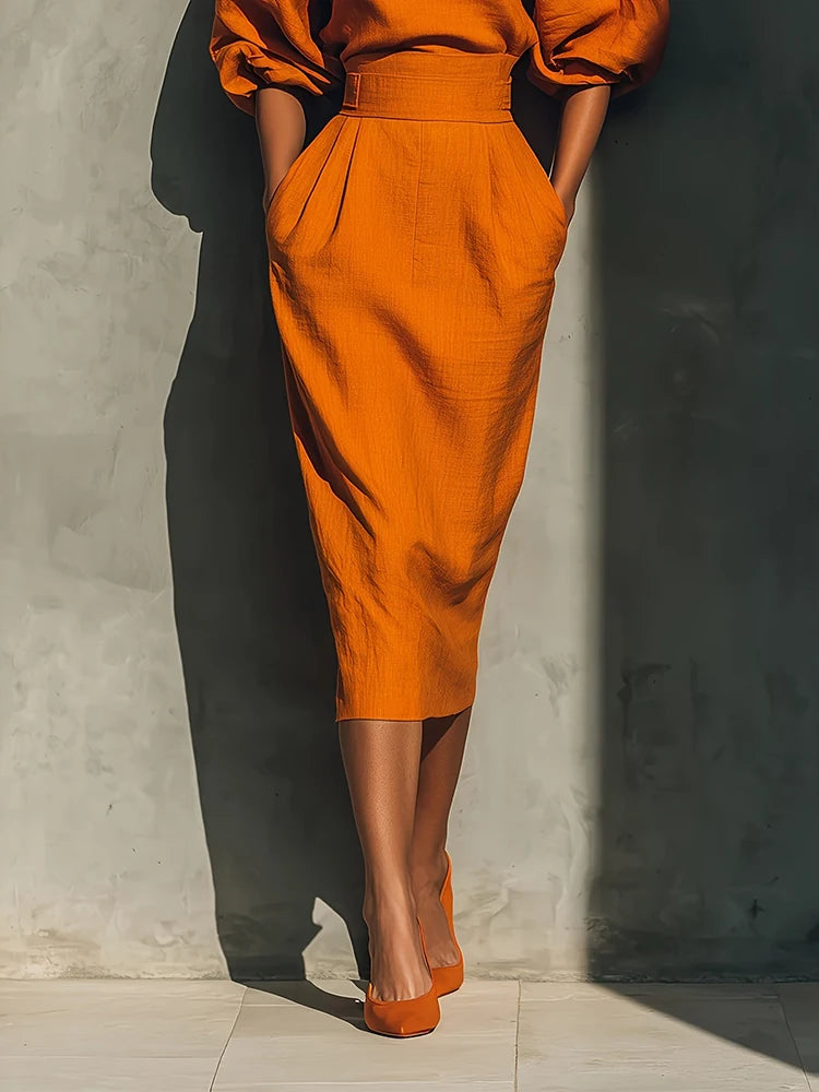 Elegant A-Line Long Sleeve Ankle-Length Dress