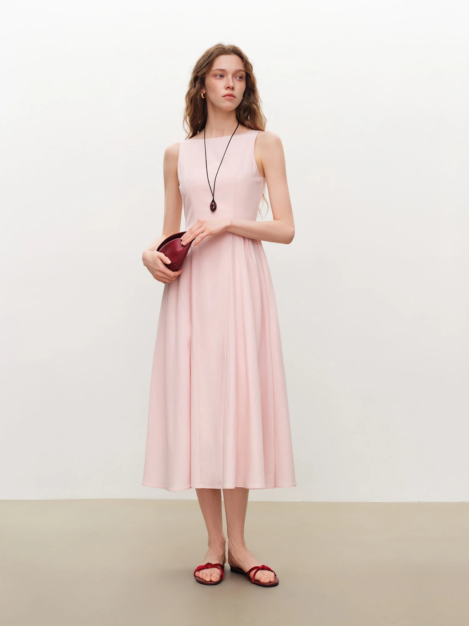 Classic A-Line Ankle-Length Sleeveless Dress
