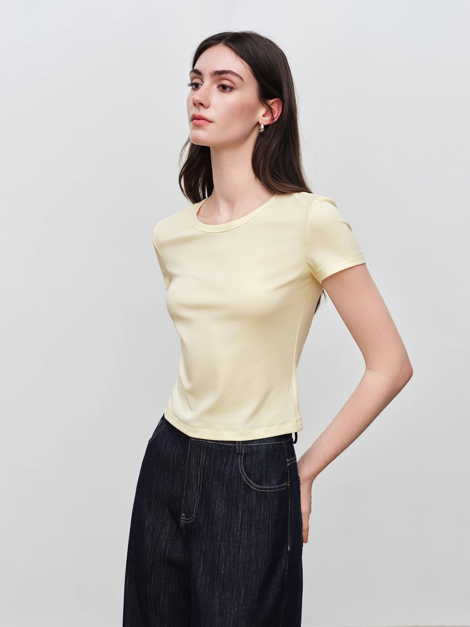 Classic Solid Color Short Sleeve Knit Top
