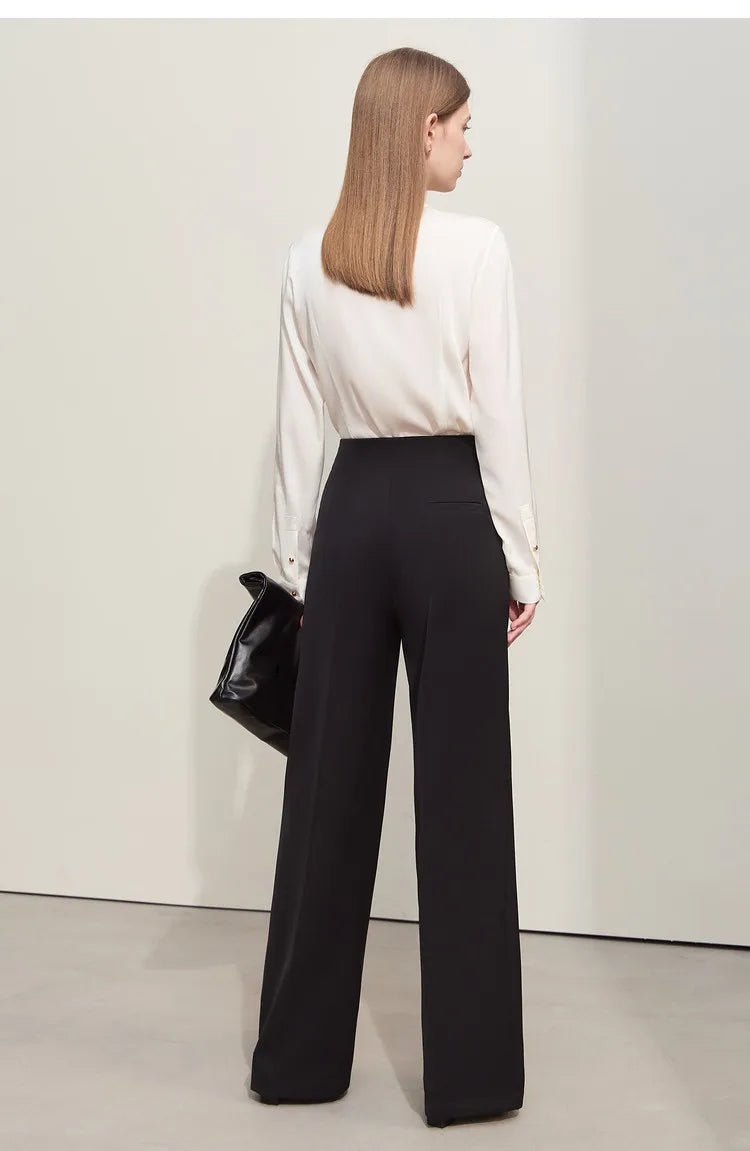 Loose Fit Wide Leg Twill Pants with Utility Details