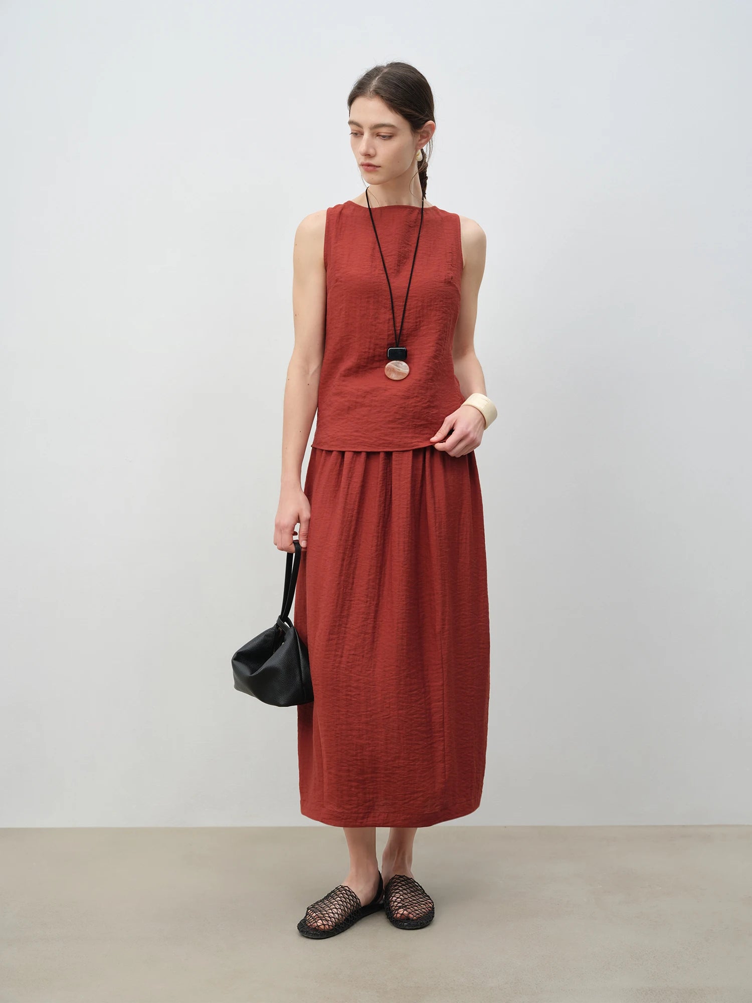 O-Neck Sleeveless A-Line Mid-Calf Casual Summer Set