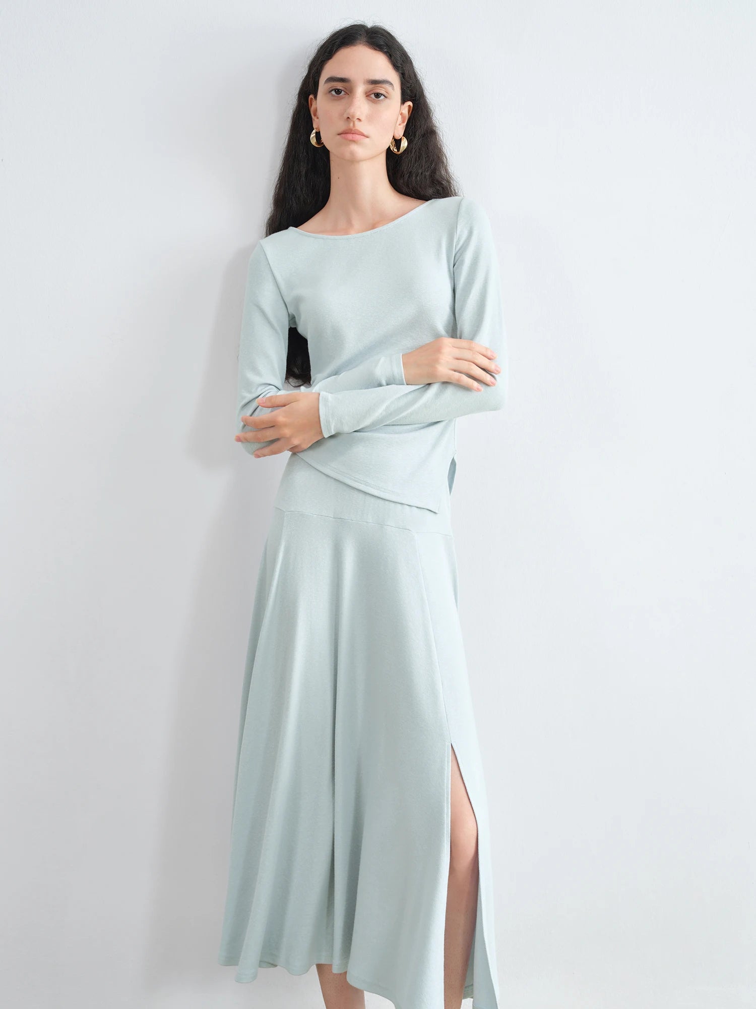 Office Lady A-Line Two-Piece Mid-Calf Set