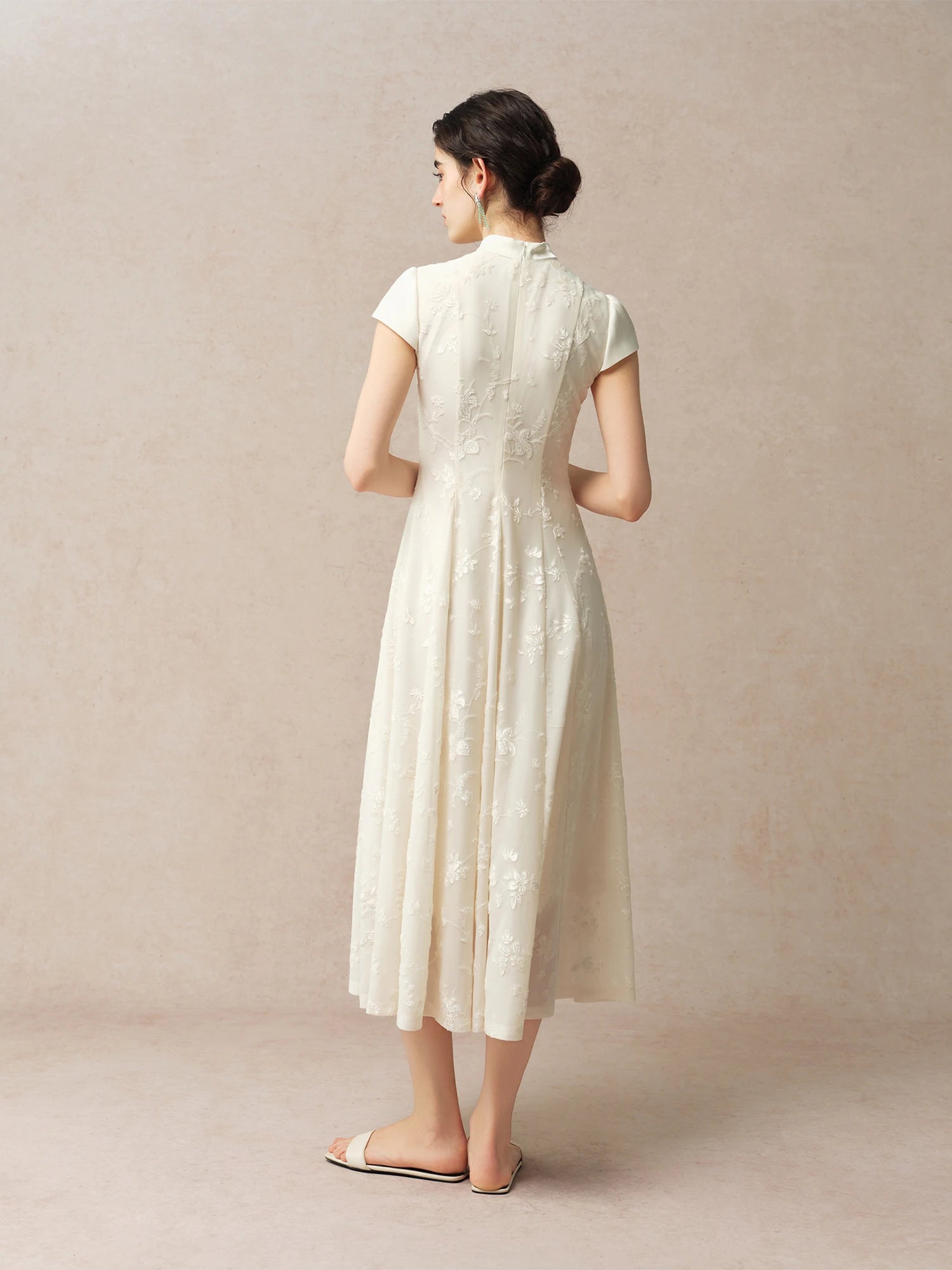 Off-Shoulder Turtleneck A-Line Ankle-Length Classic Dress