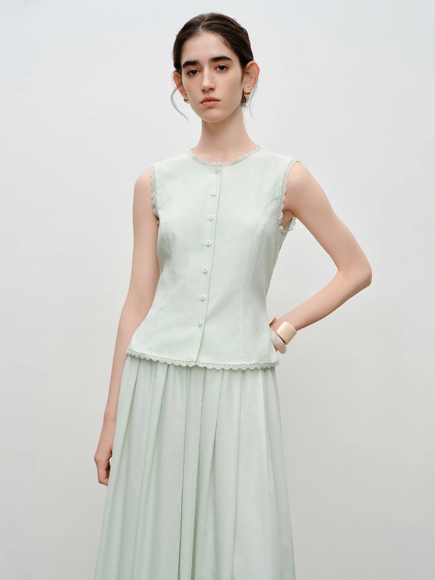 O-Neck Sleeveless A-Line Two-Piece Fashion Set